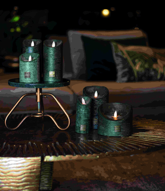 PTMD LED Lichtkaars Met Beweegbare Vlam Rustiek Groen XL