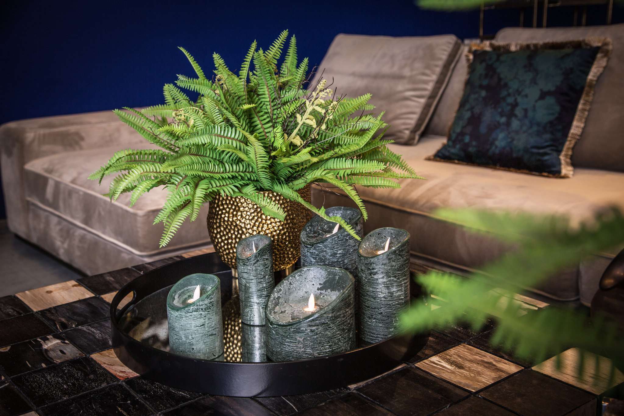 PTMD LED Lichtkaars Met Beweegbare Vlam Rustiek Groen XL