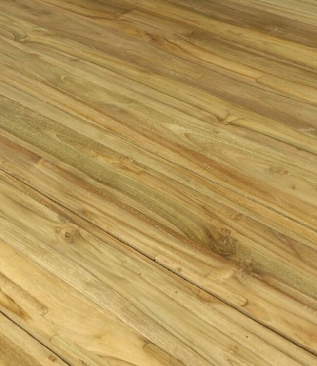 HSM Collection Tuintafel rond met kruispoot - ø125x77 - Naturel - Oud teakhout