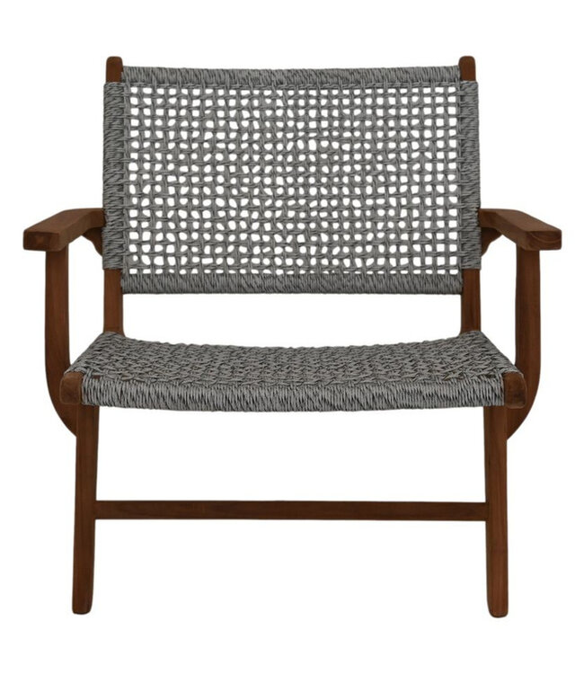 HSM Collection Tuin stoel Rio met armleuning- 80x80x67 - wit/naturel - Teak/bananenblad