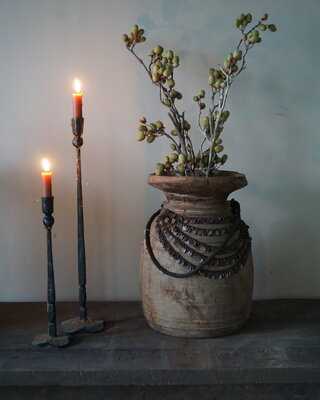 Rene Houtman Nepalese Houten Pot | Incl. Ketting | H40,5xD26 cm