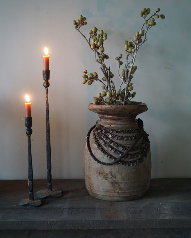 Rene Houtman Nepalese Houten Pot | Incl. Ketting | H40,5xD26 cm