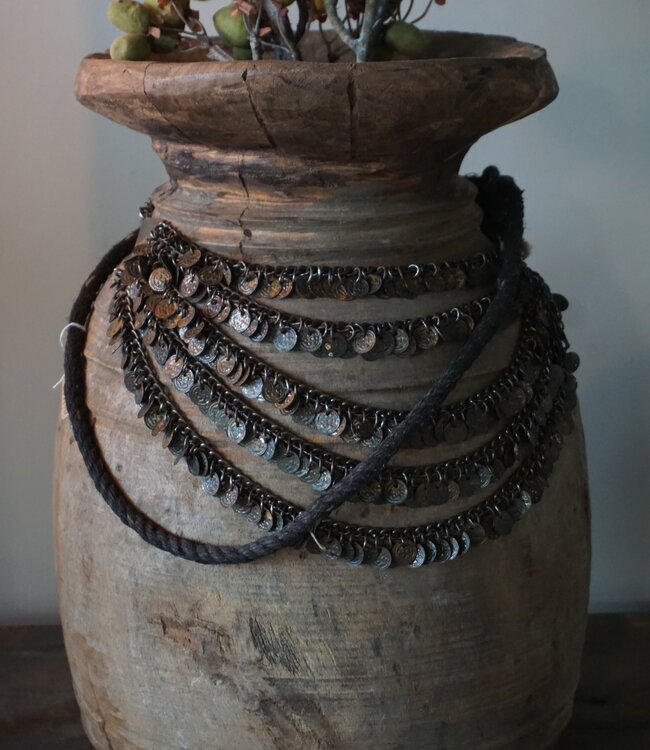 Rene Houtman Nepalese Houten Pot | Incl. Ketting | H40,5xD26 cm