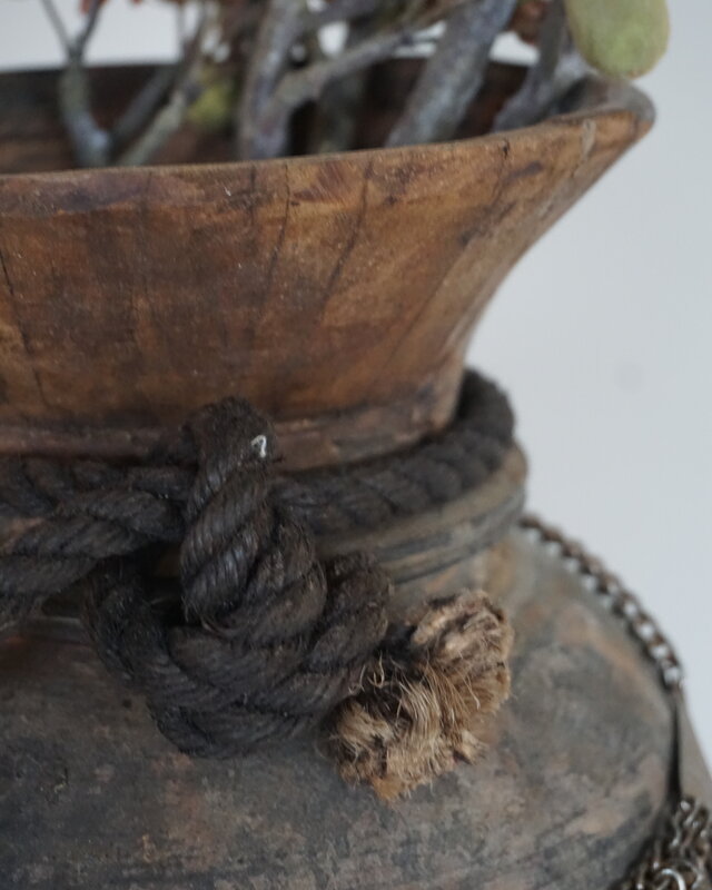 Rene Houtman Nepalese Houten Pot | Incl. Ketting | H37xD18 cm
