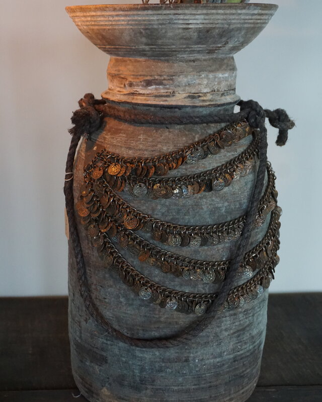 Rene Houtman Nepalese Houten Pot | Incl. Ketting | H40xD20 cm