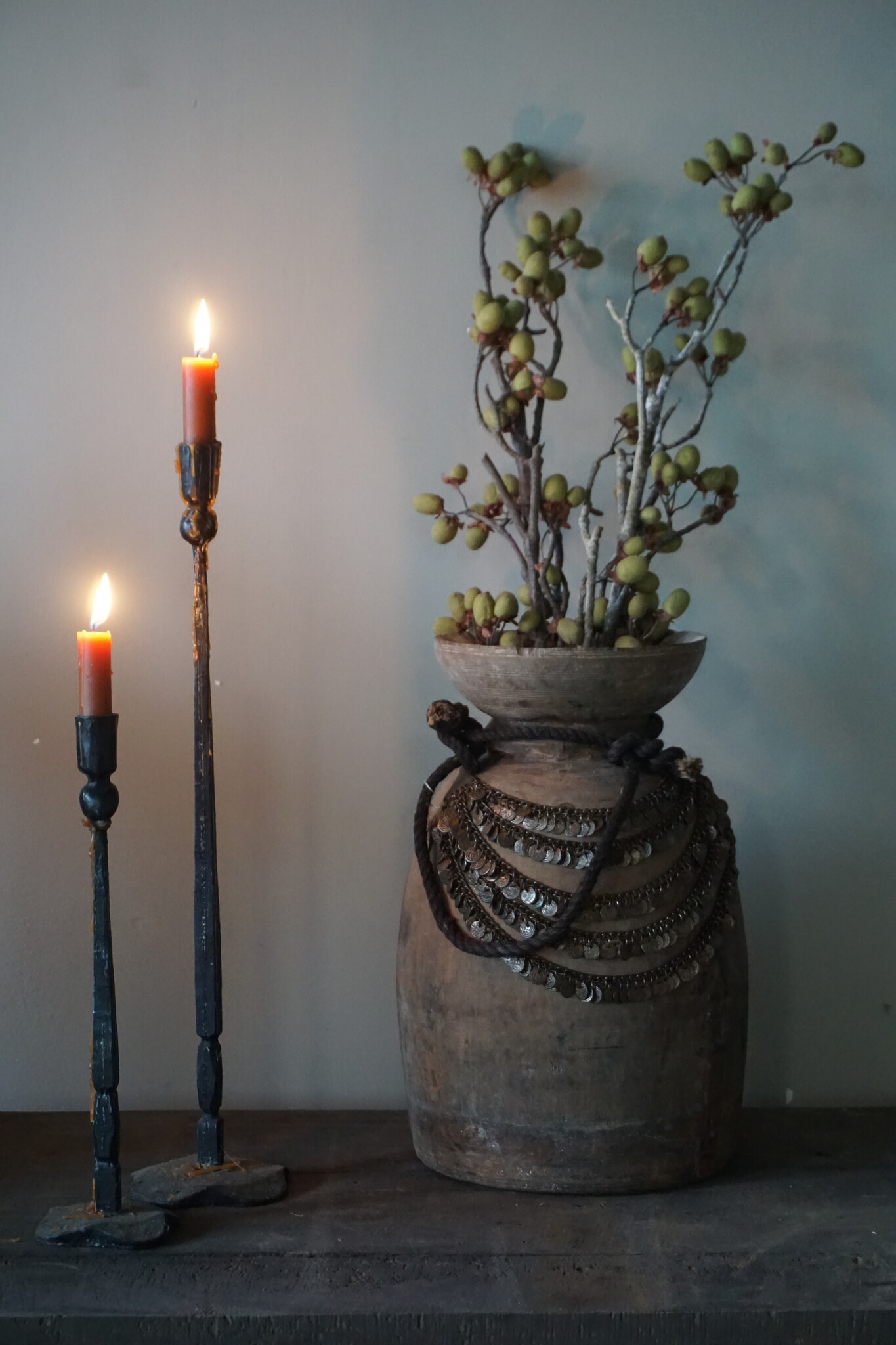 Rene Houtman Nepalese Houten Pot | Incl. Ketting | H40xD24 cm
