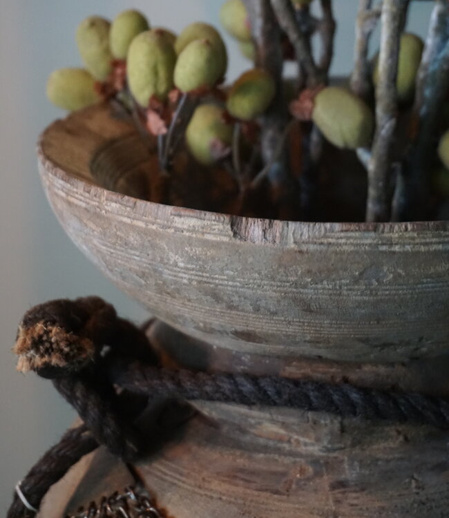 Rene Houtman Nepalese Houten Pot | Incl. Ketting | H40xD24 cm