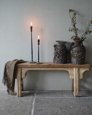 Rene Houtman Oud Houten Bankje | China | Krulpoten | B126 cm