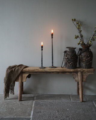 Rene Houtman Oud Houten Bankje | China | Krulpoten | B138 cm