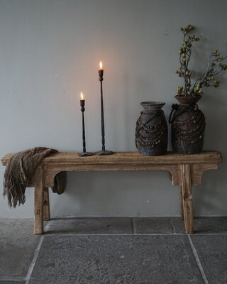 Rene Houtman Oud Houten Bankje | China | Krulpoten | H50xB140