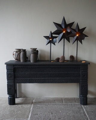Rene Houtman Oude Wandtafel | Zwart | Houtsnijwerk | B152 cm