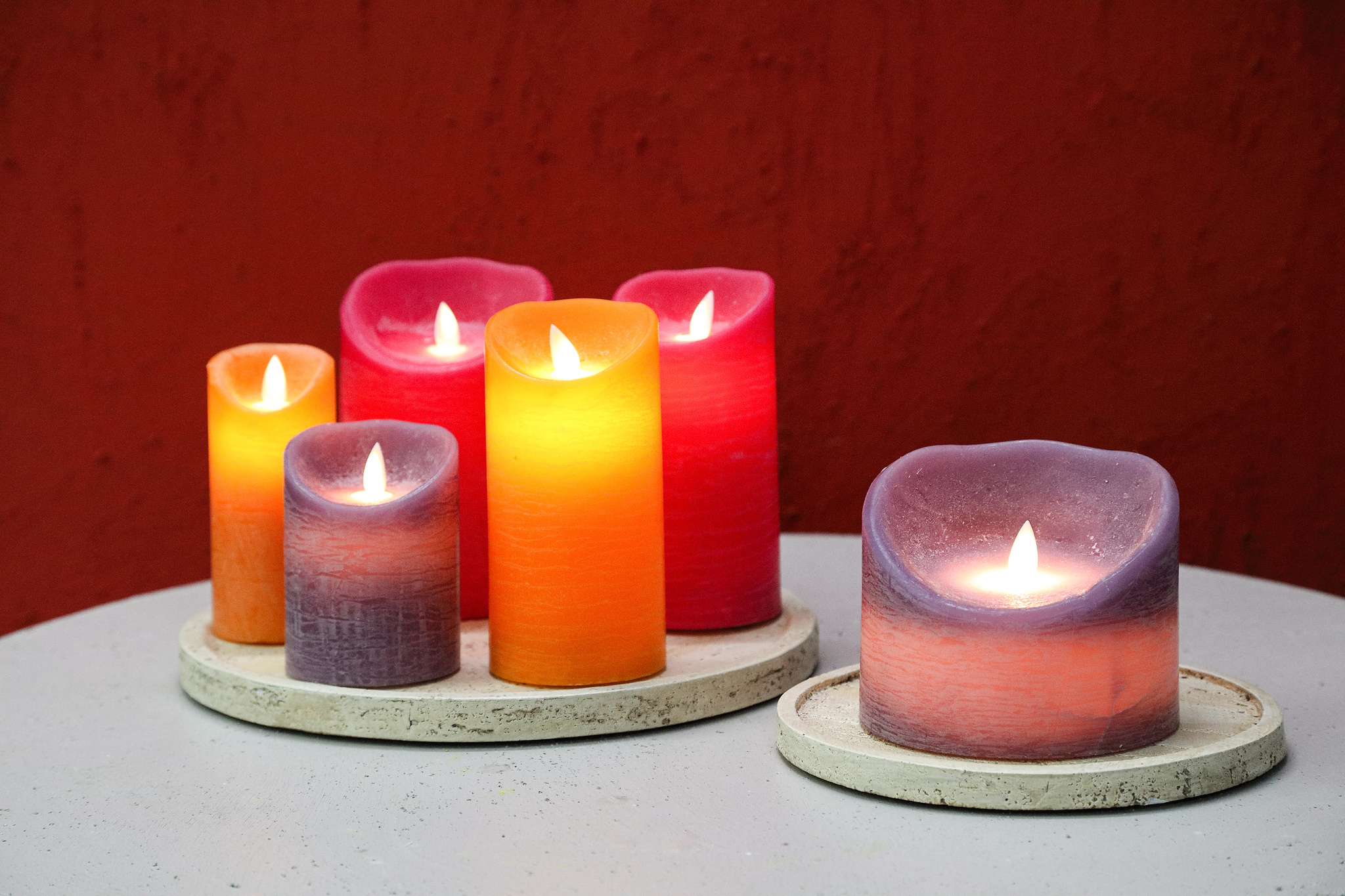 PTMD LED Lichtkaars Met Beweegbare Vlam Roze L