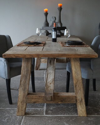Rene Houtman Oud Eikenhouten Tafel | B300xD100xH79 cm