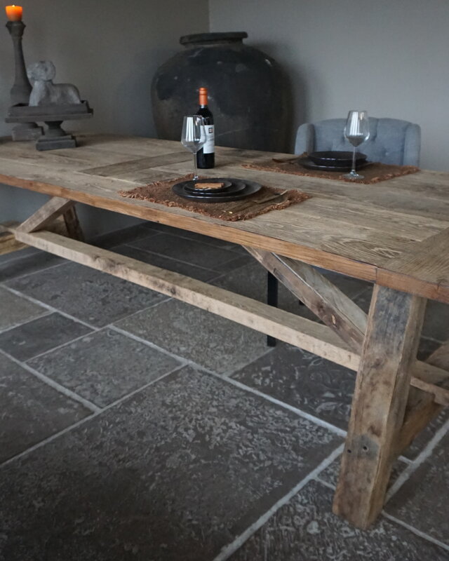 Rene Houtman Oud Eikenhouten Tafel | B300xD100xH79 cm