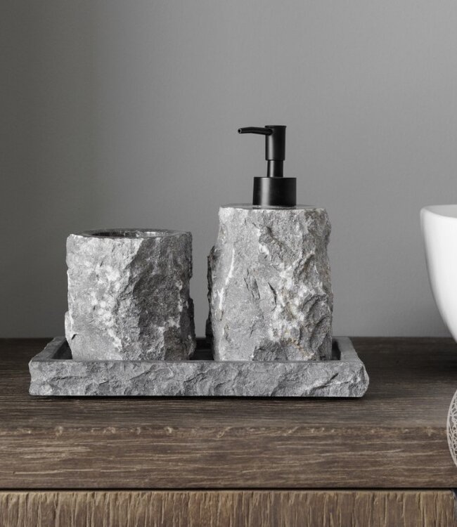 Be-Uniq Zeep Dispenser set van 3 | Marble Rock | H20xB25xD15 cm