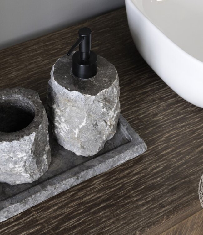 Be-Uniq Zeep Dispenser set van 3 | Marble Rock | H20xB25xD15 cm