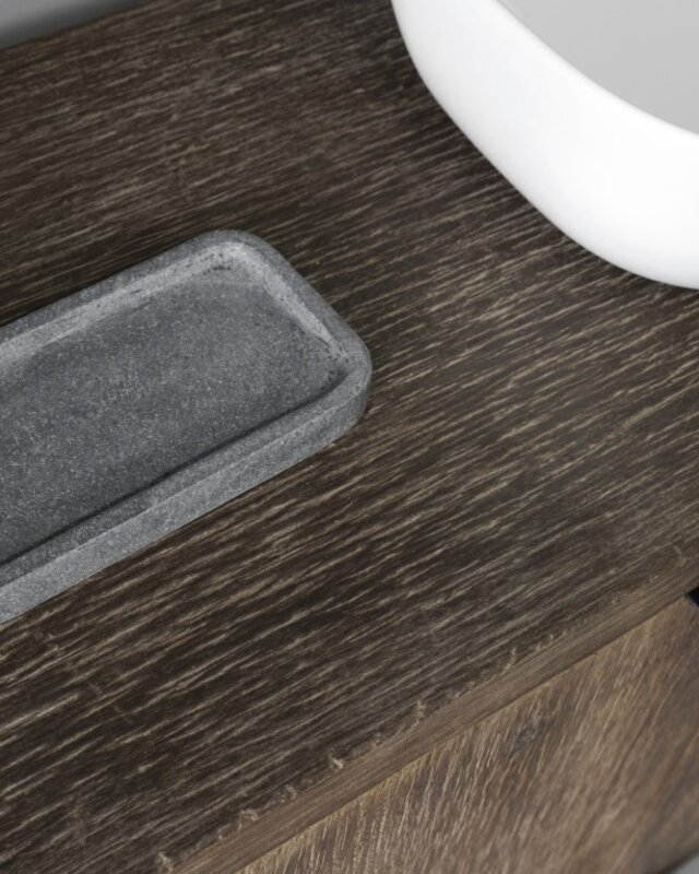 Be-Uniq Zeep Dispenser set van 3 | Andesite Lavastone Grey | H22xB22xD12 cm