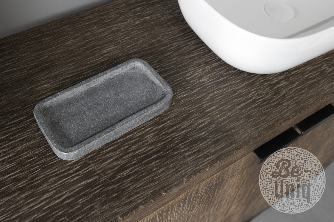 Be-Uniq Zeep Dispenser set van 3 | Andesite Lavastone Grey | H22xB22xD12 cm