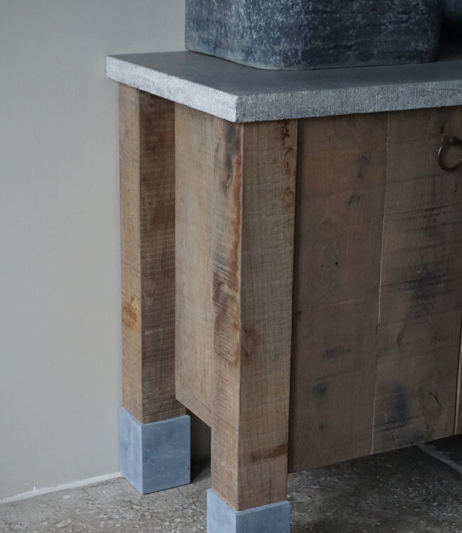 Rene Houtman Badkamermeubel eikenhout met Hardsteen blad | 2 deurs 2 lades