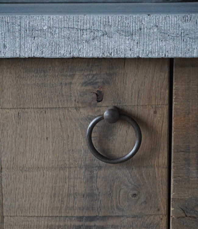 Rene Houtman Badkamermeubel eikenhout met Hardsteen blad | 2 deurs 2 lades