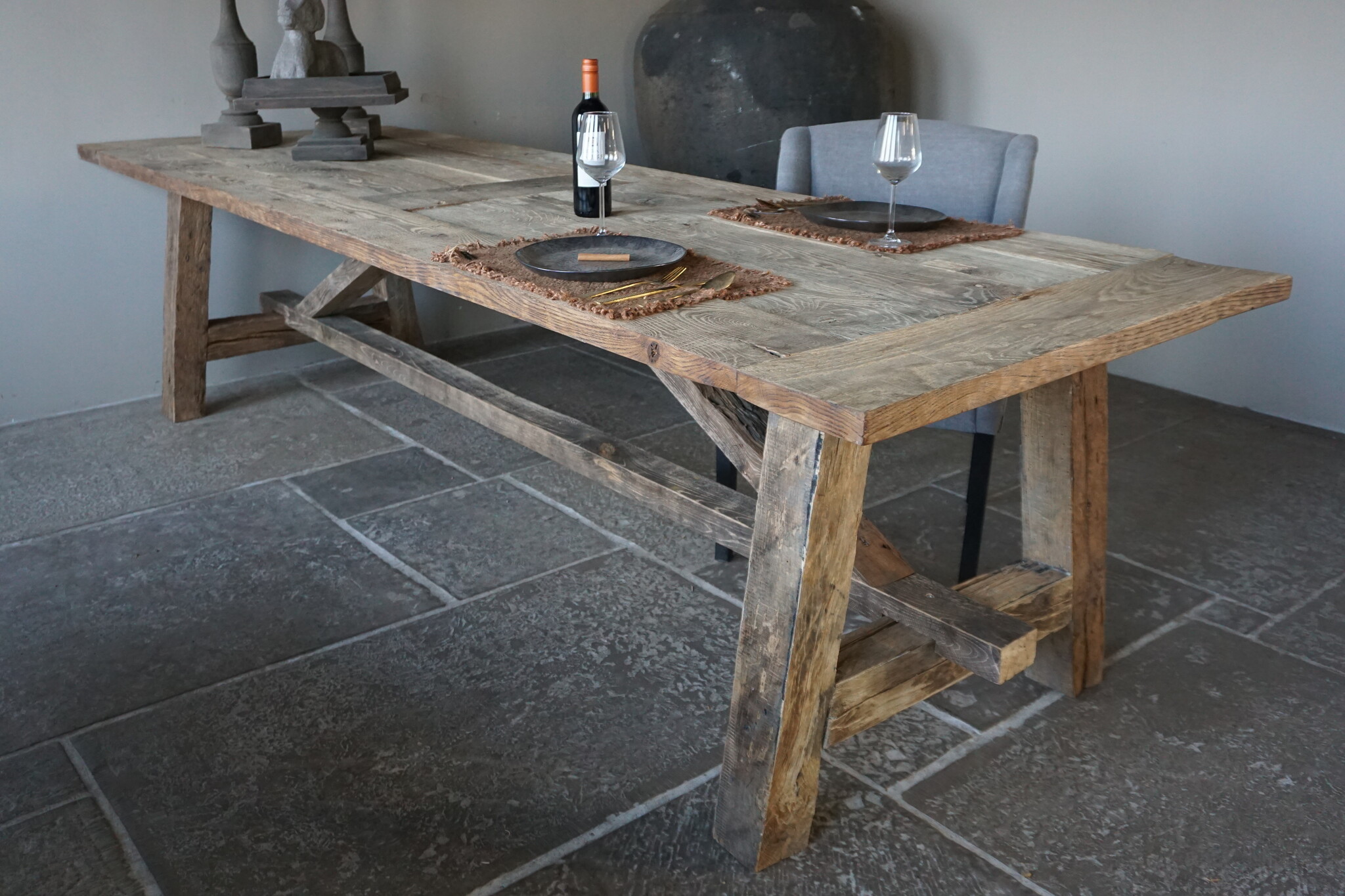 Rene Houtman Oud Eikenhouten Tafel | L300 x D100 x H78 cm