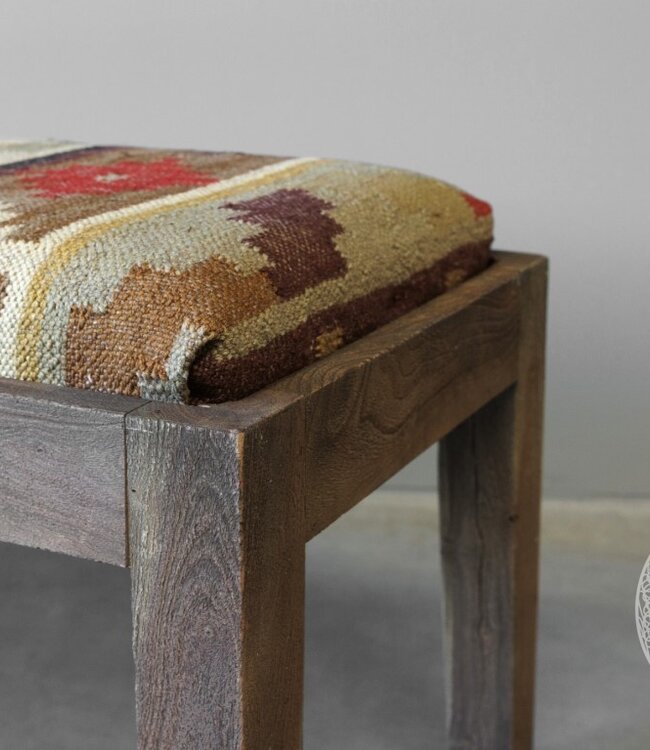 Be-Uniq Bankje Rustiek | Oude Kelim Nr 3 | H50xB120xD45 cm