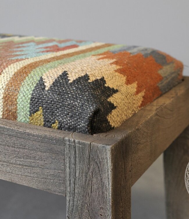 Be-Uniq Bankje Rustiek | Oude Kelim Nr 5 | H50xB120xD45 cm