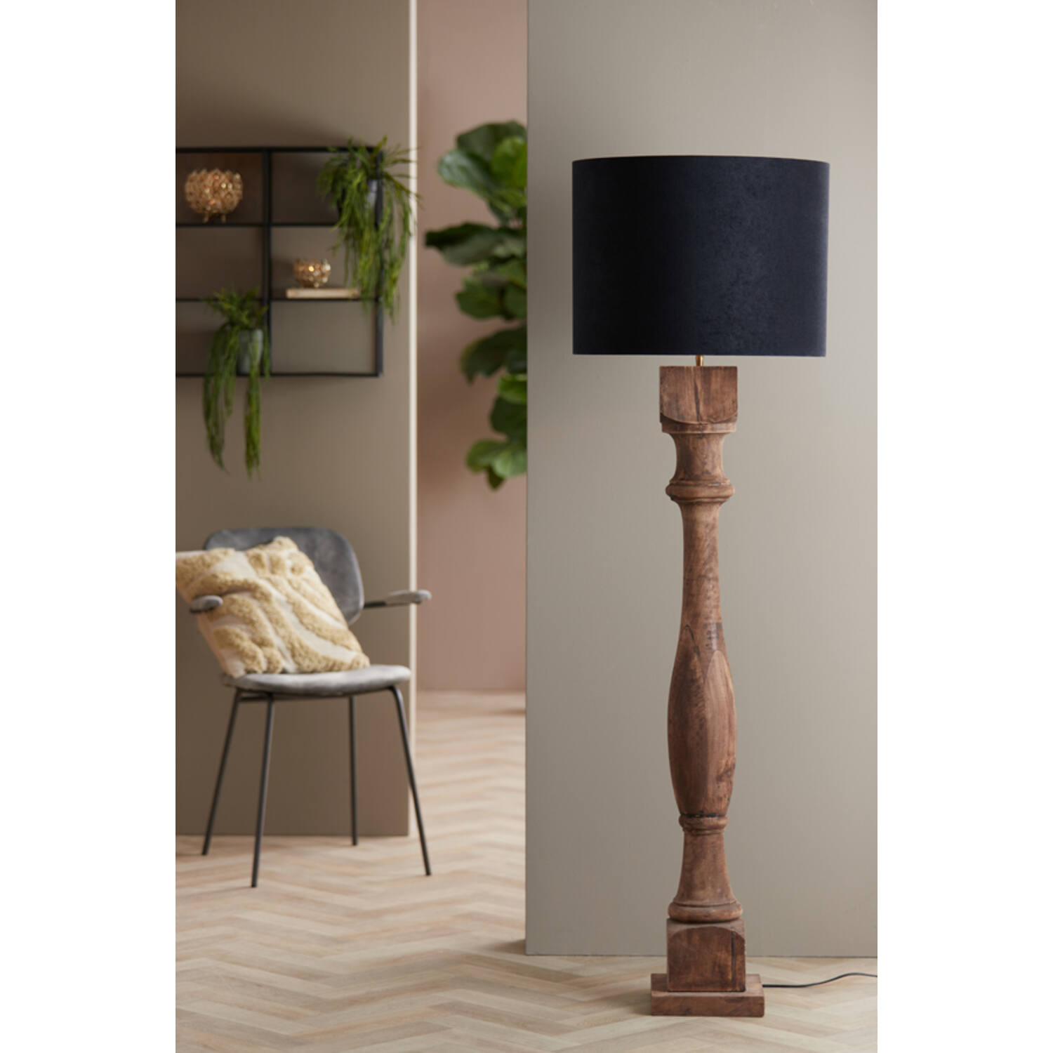 Light&Living Vloerlamp Robbia Donker Bruin | 23x23x125 cm