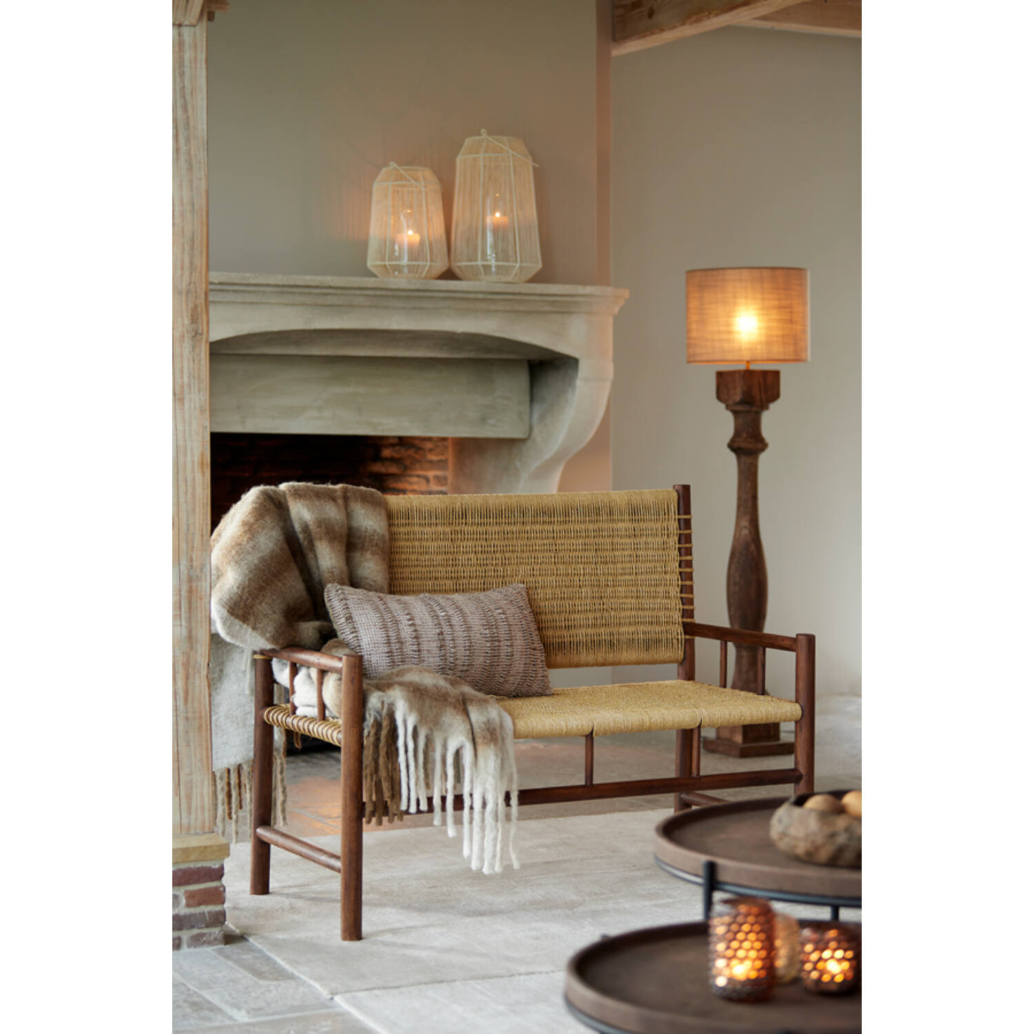 Light&Living Vloerlamp Robbia Naturel | 23x23x125 cm