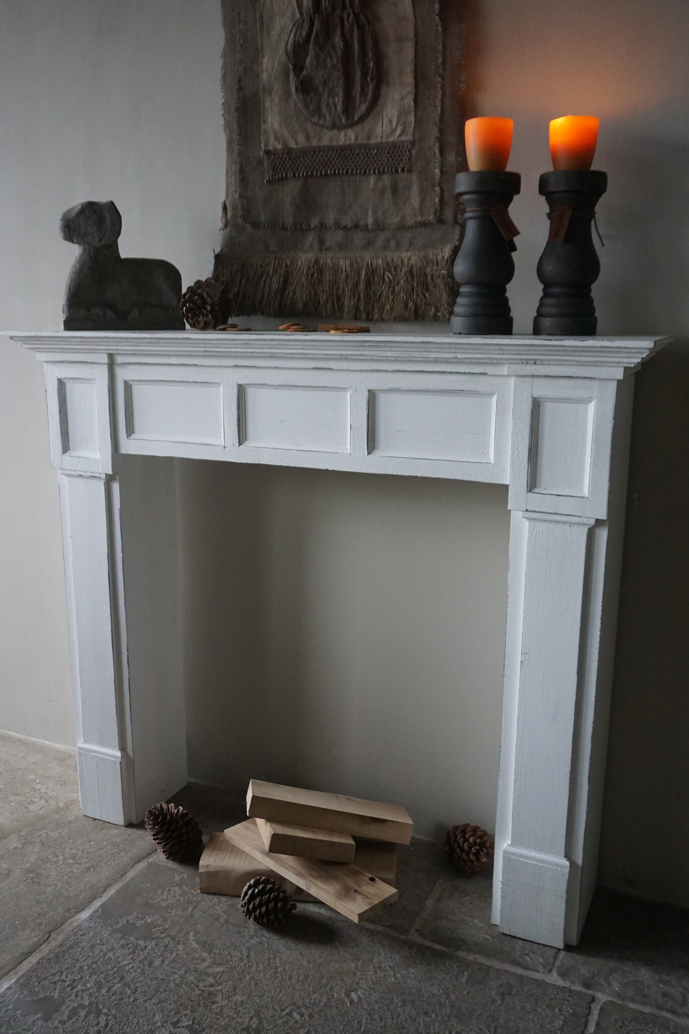 Rene Houtman Sfeervolle Houten Schouw | Wit | H108 x B125 x D27 cm