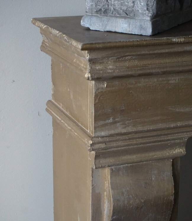 Rene Houtman Sfeervolle Houten Schouw | Goudkleurig| H99 x B100 x D22 cm