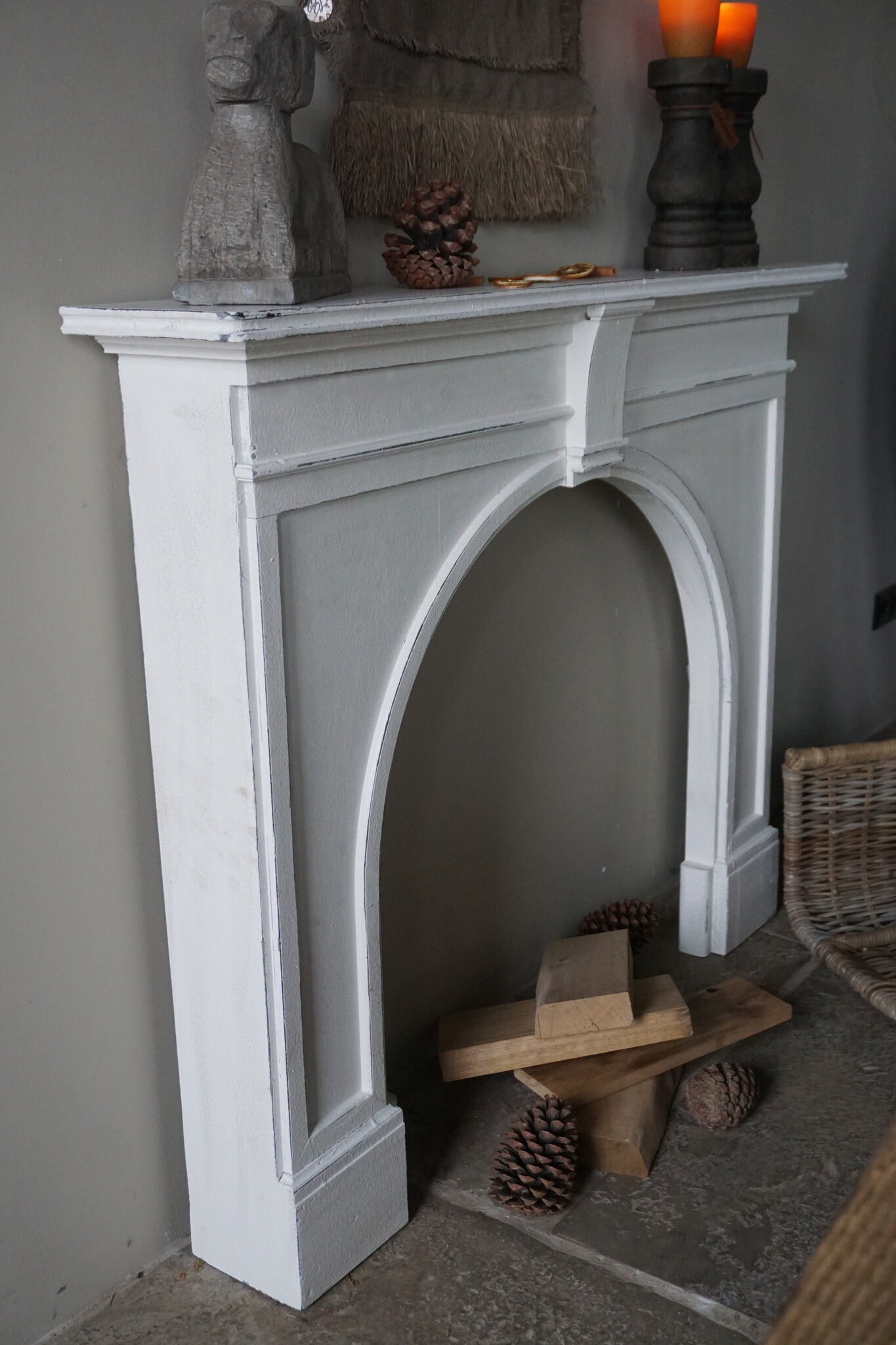 Rene Houtman Sfeervolle Houten Schouw | Wit | H104 x B130 x D21 cm