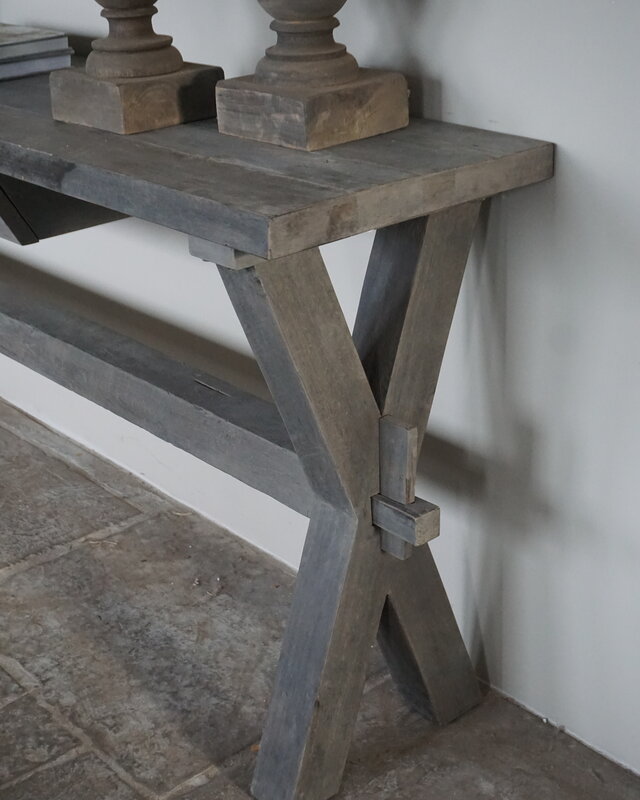 Rene Houtman Sidetable Cross| Grey | Oud Hout | Met Lade | H79 x B200