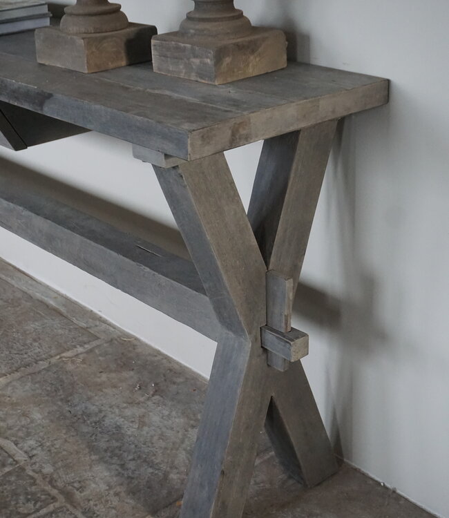 Rene Houtman Sidetable Cross| Grey | Oud Hout | Met Lade | H79 x B200