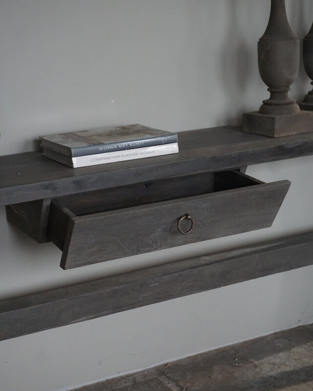 Rene Houtman Sidetable Cross| Grey | Oud Hout | Met Lade | H79 x B200