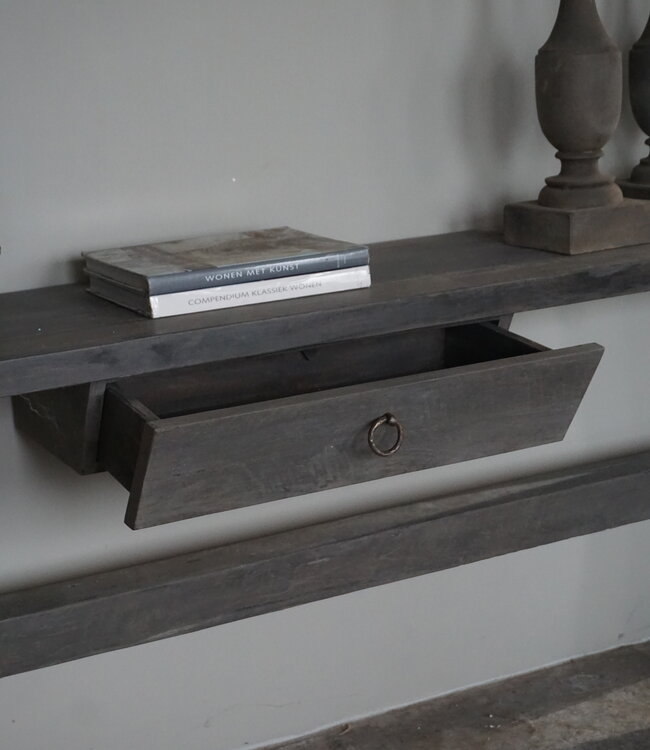 Rene Houtman Sidetable Cross| Grey | Oud Hout | Met Lade | H79 x B200