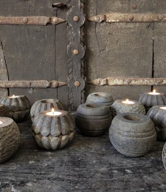 Be-Uniq Houten Waxinehouder | Buru Carve | Set Van 4