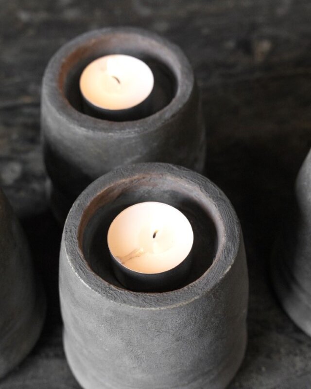 Be-Uniq Handgemaakte Waxinehouder | Small | Set Van 4 | Organic Collection | H10 x B9 x D9 cm