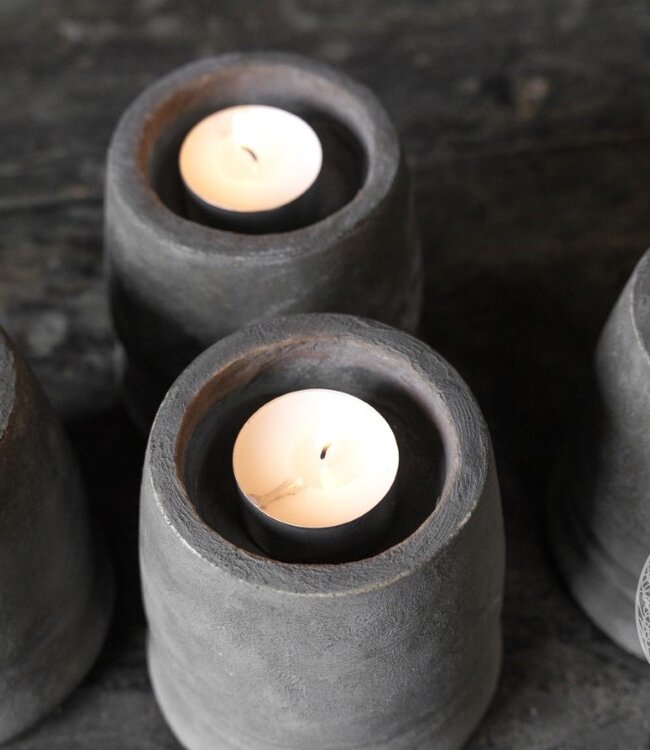 Be-Uniq Handgemaakte Waxinehouder | Small | Set Van 4 | Organic Collection | H10 x B9 x D9 cm