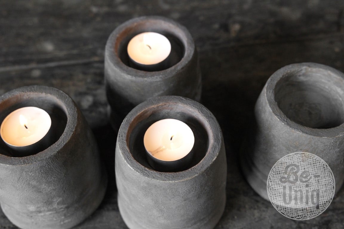 Be-Uniq Handgemaakte Waxinehouder | Small | Set Van 4 | Organic Collection | H10 x B9 x D9 cm