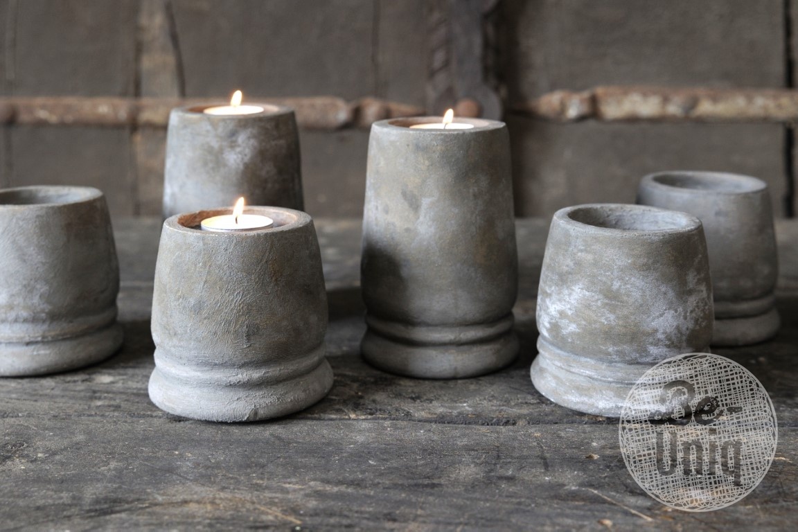 Be-Uniq Handgemaakte Waxinehouder | Small | Set Van 4 | Organic Collection | H10 x B9 x D9 cm