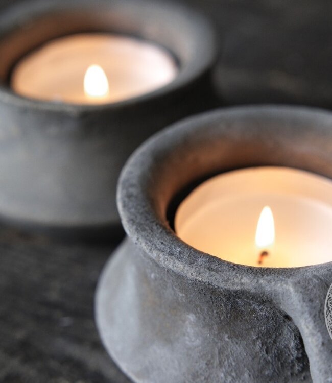 Be-Uniq Waxinehouder | Kruik | Set Van 4 | Organic Collection | H6 x B12 x D11 cm