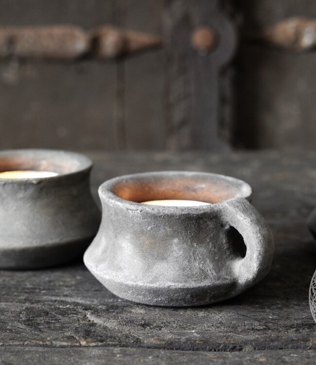 Be-Uniq Waxinehouder | Kruik | Set Van 4 | Organic Collection | H6 x B12 x D11 cm