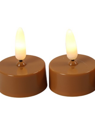 Countryfield LED Theelicht | Rustiek Amber | 2 Stuks | H5,2 x Ø4 cm