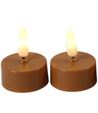 Countryfield LED Theelicht | Rustiek Amber | 2 Stuks | H5,2 x Ø4 cm