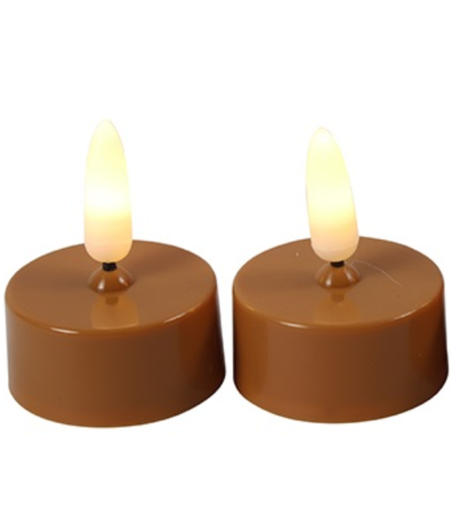 Countryfield LED Theelicht | Rustiek Amber | 2 Stuks | H5,2 x Ø4 cm