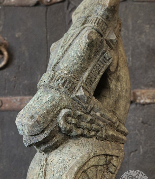 Be-Uniq Antiek Paard Op Standaard | India | H56 x B13 x D23 cm