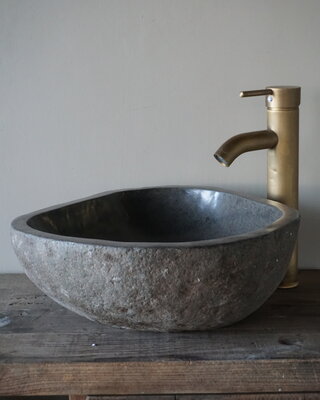 Rene Houtman Medium stenen waskom + spoelgat B38 x D38 x H14,5
