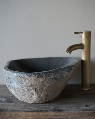 Rene Houtman Medium stenen waskom + spoelgat B38 x D35 x H15