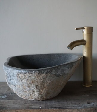 Rene Houtman Medium stenen waskom + spoelgat B38 x D35 x H15